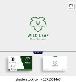 Lion wild leaf creative logo template vector illustration with business card template - vector