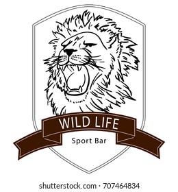 lion wild life logo on white