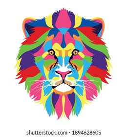 lion wild life technicolor icon vector illustration design