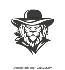 Lion wild west logo vector.