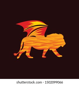 Lion Wing Animal Of Fire Vector Logo