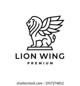 lion wing winged shedu iamassu akkadian shirdal logo vector icon illustration