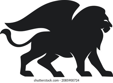 Lion Wings Animal Myth Silhouette Stock Vector (Royalty Free ...