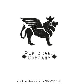 Lion with wings logo. Business sign, identity for restaurant, boutique, hotel, heraldic.