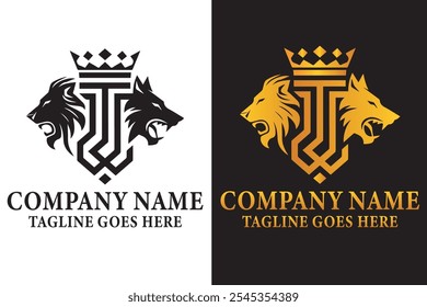 Lion and Wolf head logo for company logo icon, abstract logo design