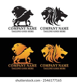 Lion and Wolf head vector for company logo icon, abstract logo design