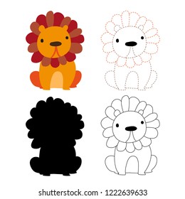 Lion worksheet vector design for kid