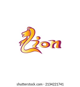 lion writing logo color vector design illustration stripe