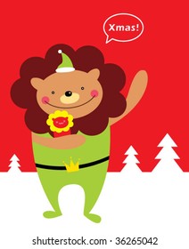 lion xmas card