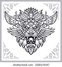 Lion zentangle arts isolated on white background
