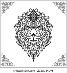 Lion zentangle arts isolated on white background of illustration