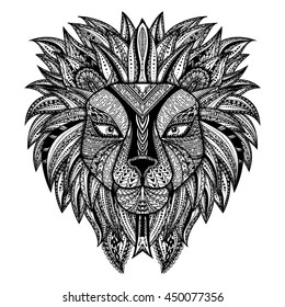 Lion Zentangle Coloring Style Stock Vector (Royalty Free) 450077356 ...