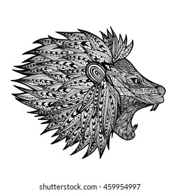 Lion zentangle coloring style