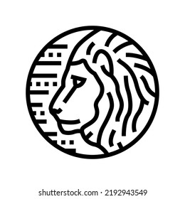 lion zodiac line icon vector. lion zodiac sign. isolated contour symbol black illustration