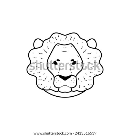 Lion zodiac sign black contour. Astrological zodiac icon, Lion head with mane. Flat design Lion Horoscope symbol isolated on white. African wild king animal predator vector illustration