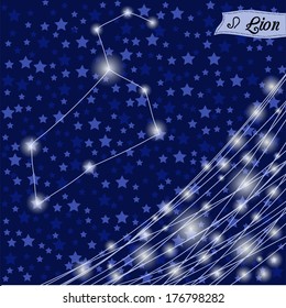 lion zodiac sign of the bright stars on the background of cosmic sky