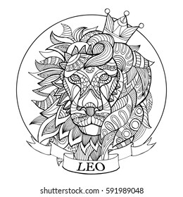 lion zodiac sign coloring book vector stock vector royalty free 591989048