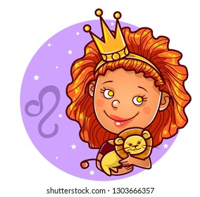 Lion zodiac sign, vector illustration.