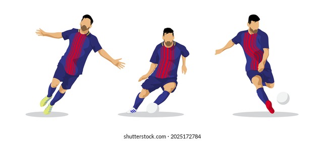 Lionel Messi. Barcelona, Spain. Football Player. Goal. Celebration. 13 April 2021. Vector Isolated Illustration