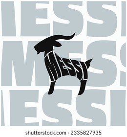 Lionel Messi-inspired Goat Illustration - Iconic 'Messi' Inscription