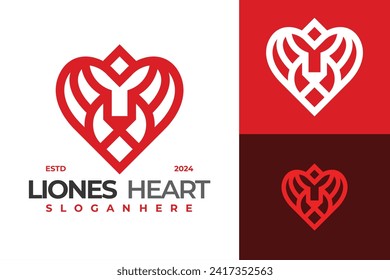 Liones Heart Logo Design Vector Template