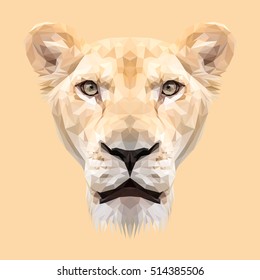 Lioness Animal Low Poly Design. Triangle Vector Illustration.