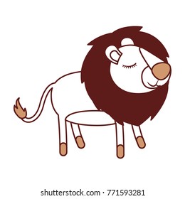 lioness cartoon with closed eyes expression in color sections silhouette