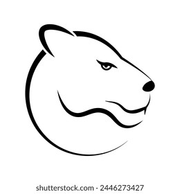 Lioness Circular Head Logo Icon Profile Face Black Contour