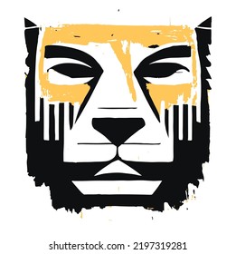 Lioness or cougar head, vector illustration, isolated on white background.