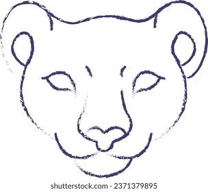 Lioness face hand drawn vector illustration