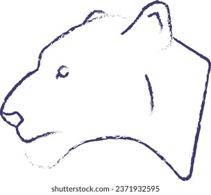 Lioness face hand drawn vector illustration
