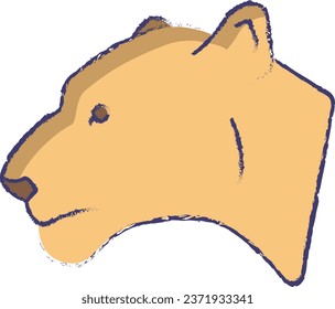 Lioness face hand drawn vector illustration