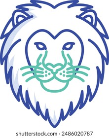 Lioness face outline color vector illustration