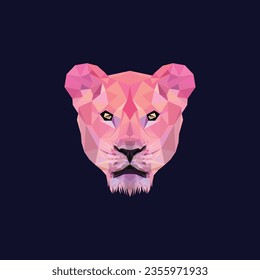 lioness geometric head logo design polygonal lioness