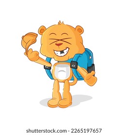 the lioness goes to school vector. cartoon character