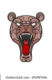 Lioness Head color illustration,Lioness roaring