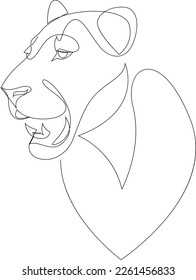 Lioness head continuous one line drawing. Single line vector illustration. svg