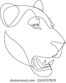 Lioness head continuous one line drawing. Single line vector illustration. svg