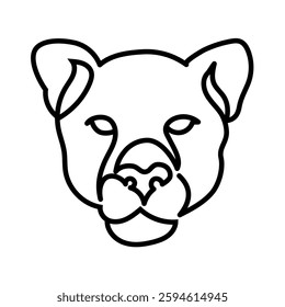 lioness head in silhouette line art
