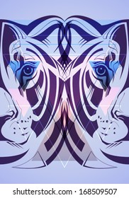 Lioness. Hipster style. Vector.