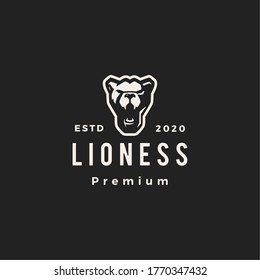 lioness hipster vintage logo vector icon illustration