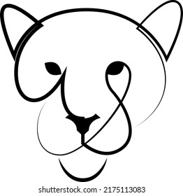 Lioness line art logo template. Puma, lion or jaguar head line icon. Vector illustration.