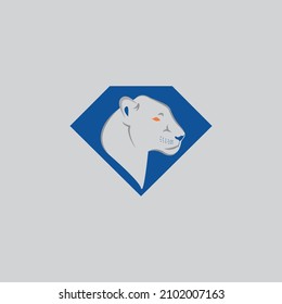 Lioness or Lion Logo vector with Diamond shape for business and corporate branding
