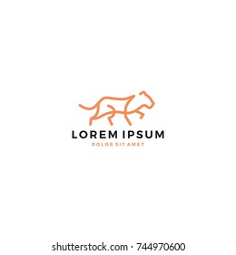 lioness logo line outline vector icon illustration template