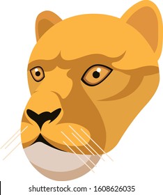 Lioness portrait made in unique simple cartoon style. Head of lion. Isolated icon for your design. Vector illustration