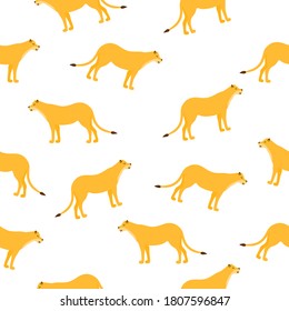 Lioness seamless pattern vector illustration on white background.