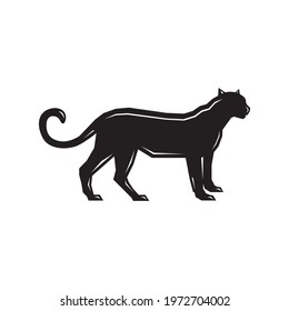 Lioness Silhouette Vector Images, Flat Icons, Graphics, Logo Design. Black Lioness design vector illustration. Puma side view isolated white background Editable cougar templates clipart symbol panther
