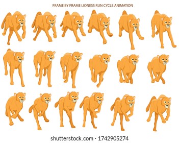 Lioness Vector Illustration, with Frame by Frame Animation For 2D Animation video, Info-graphics, Motion-graphics