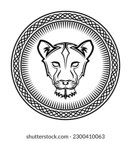 lioness vintage logo line art