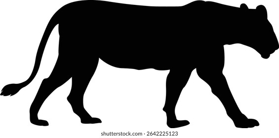 Lioness.Lion. Black Lioness. Silhouette. Animals. Running Lioness. Vector. Clean and minimal design, perfect for logos, icons, conservation posters, and animal-themed artwork. Savanna